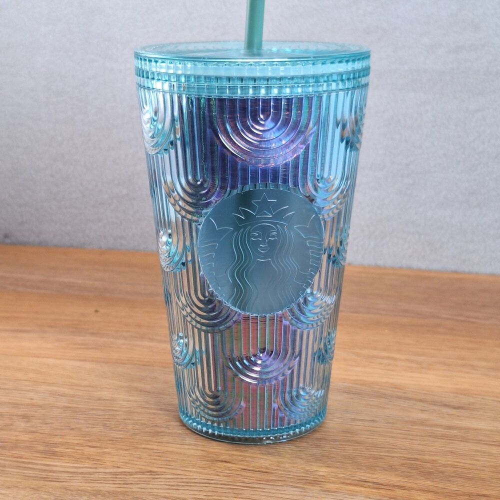 Starbucks 2022 Iridescent Mermaid Scales 16oz Tumbler Rainbow Holographic Cup